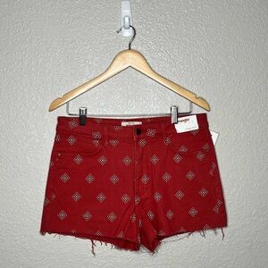 Wrangler Women’s Vintage Short Mid Rise Red Diamond Bandana Shorts Size 10 NWT